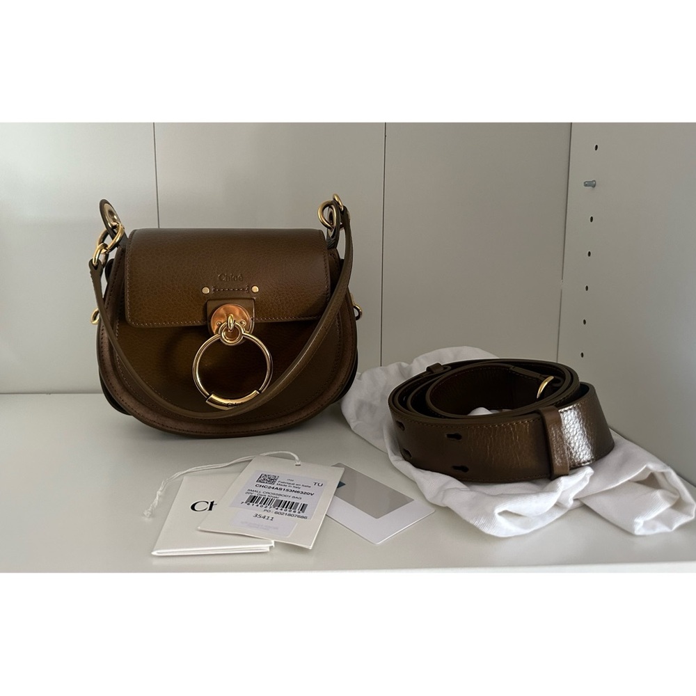 CHLOE TESS SMALL CROSSBODY DARK KHAKI BROWN LIKE NEW